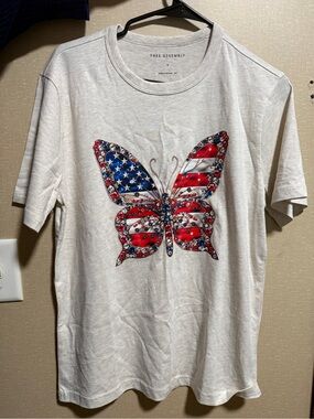 Girls' White Butterfly Flag Graphic Tee
